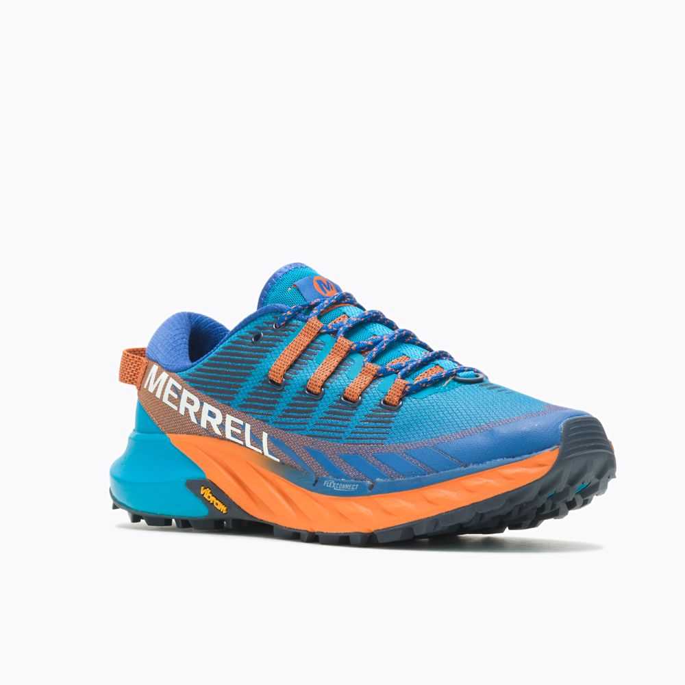 Azure/Orange Men's Merrell Agility Peak 4 Trail Running Shoes | Dubai-5498360