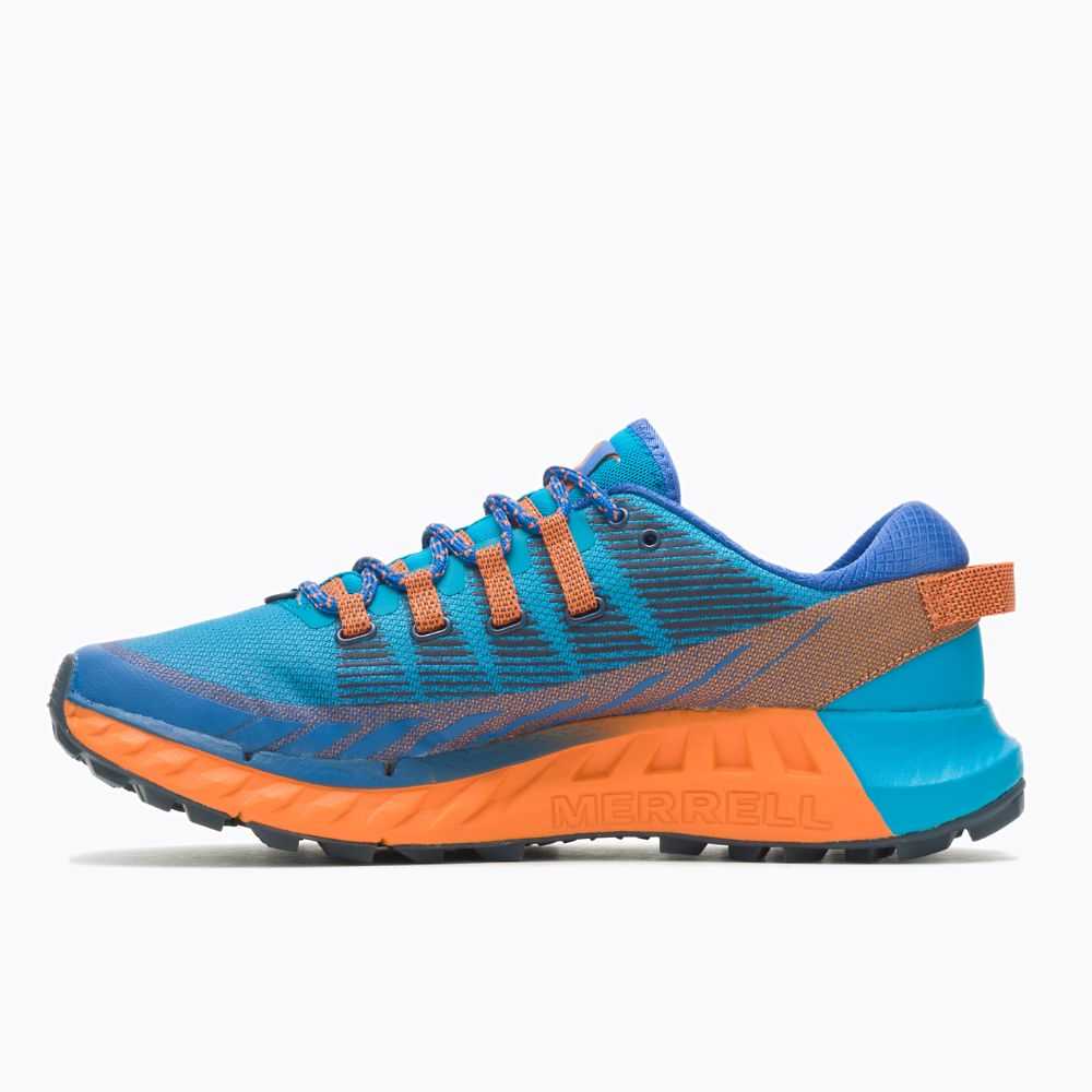 Azure/Orange Men's Merrell Agility Peak 4 Trail Running Shoes | Dubai-5498360