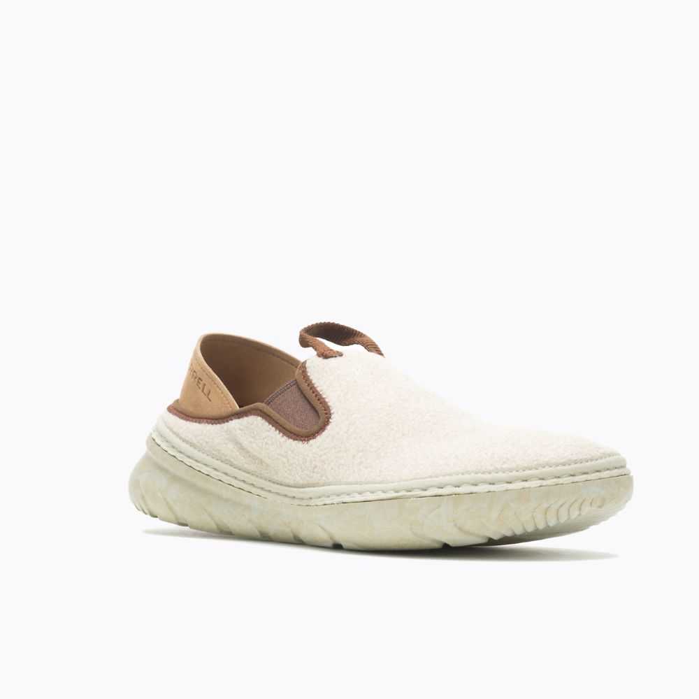 Beige Women's Merrell Hut Moc Cozy II Slip On Shoes | Dubai-4276089