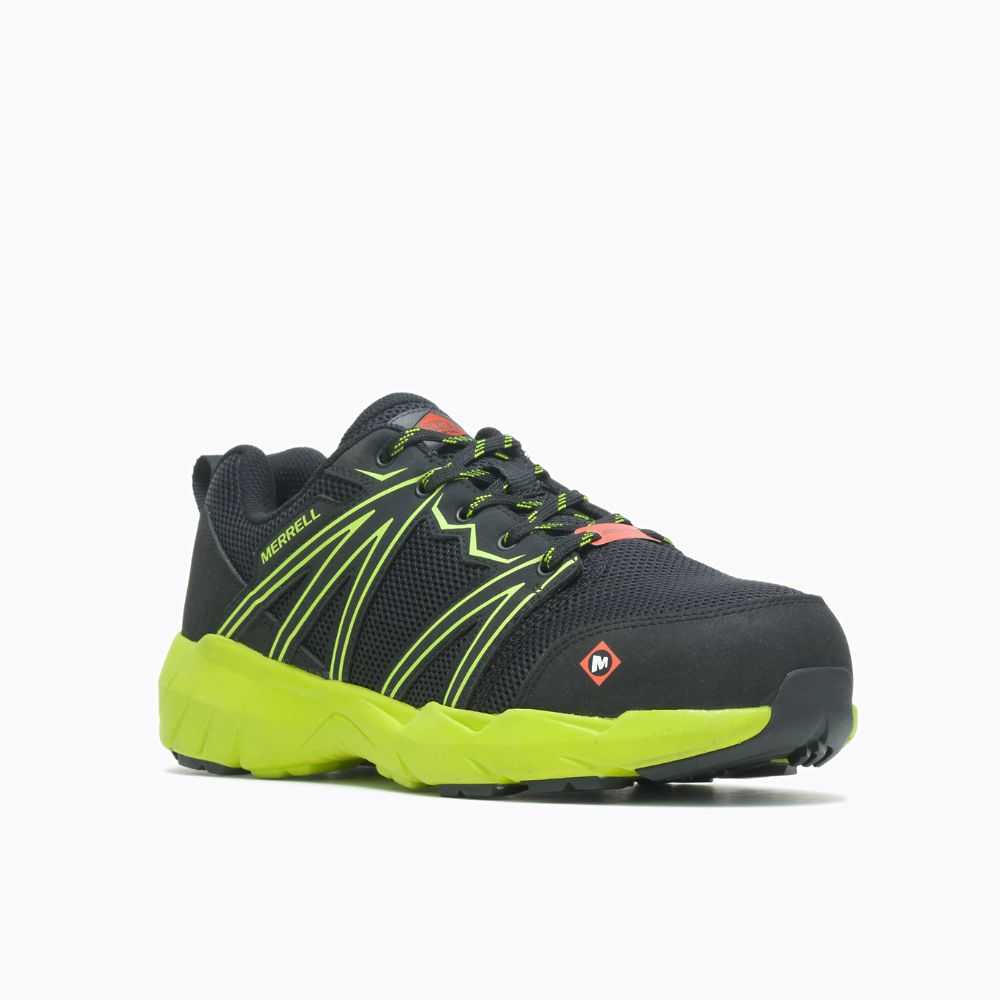 Black/Light Green Men's Merrell Fullbench Superlite Alloy Toe Work Shoes | Dubai-3287619