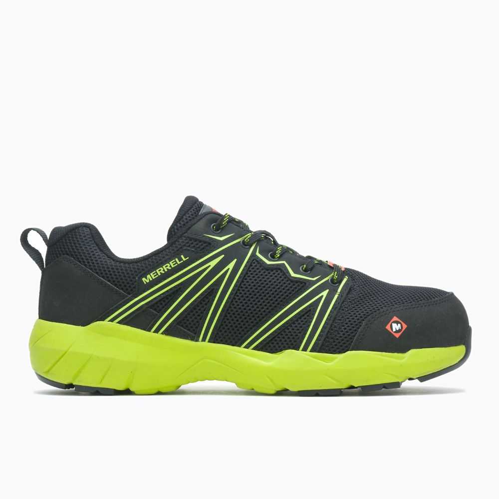 Black/Light Green Men\'s Merrell Fullbench Superlite Alloy Toe Work Shoes | Dubai-3287619