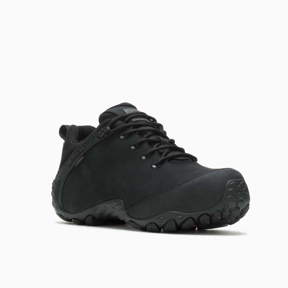 Black Men's Merrell Chameleon Flux Leather Waterproof Carbon Fiber Work Shoes | Dubai-3748021