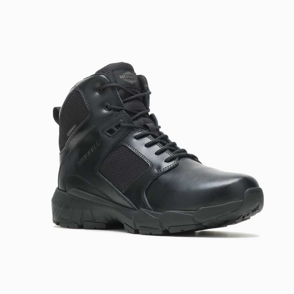 Black Men's Merrell Fullbench Tactical Mid Waterproof Work Boots | Dubai-2105648