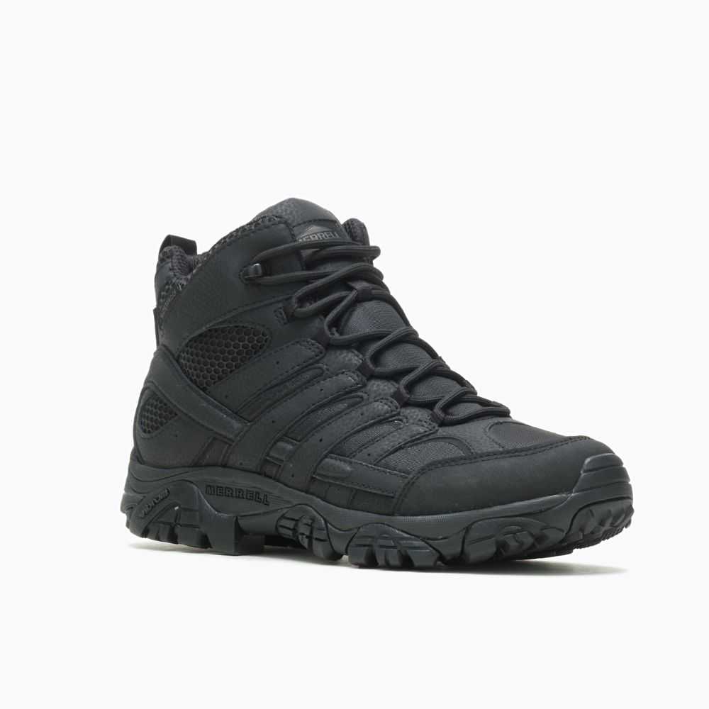 Black Men's Merrell Moab 2 Mid Tactical Response Waterproof Wide Width Tactical Boots | Dubai-1078296