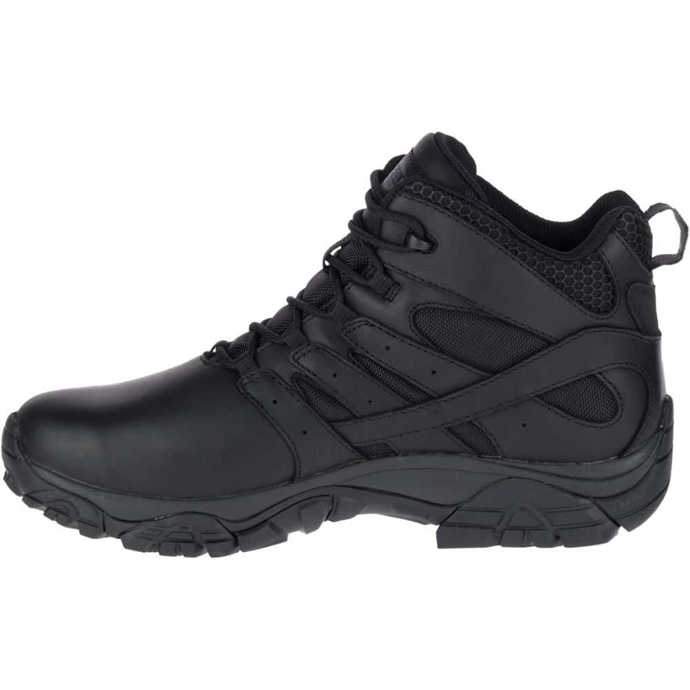 Black Men's Merrell Moab 2 Mid Tactical Response Waterproof Wide Width Work Boots | Dubai-9286304