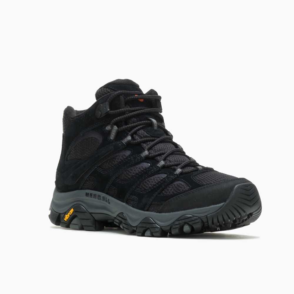 Black Men's Merrell Moab 3 Mid Wide Width Hiking Boots | Dubai-4798536