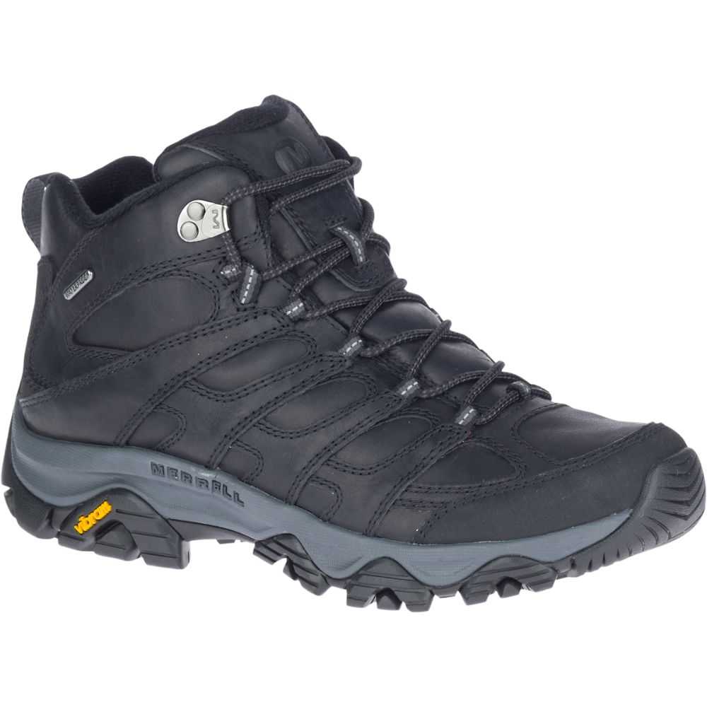 Black Men's Merrell Moab 3 Prime Mid Waterproof Wide Width Hiking Boots | Dubai-2165387