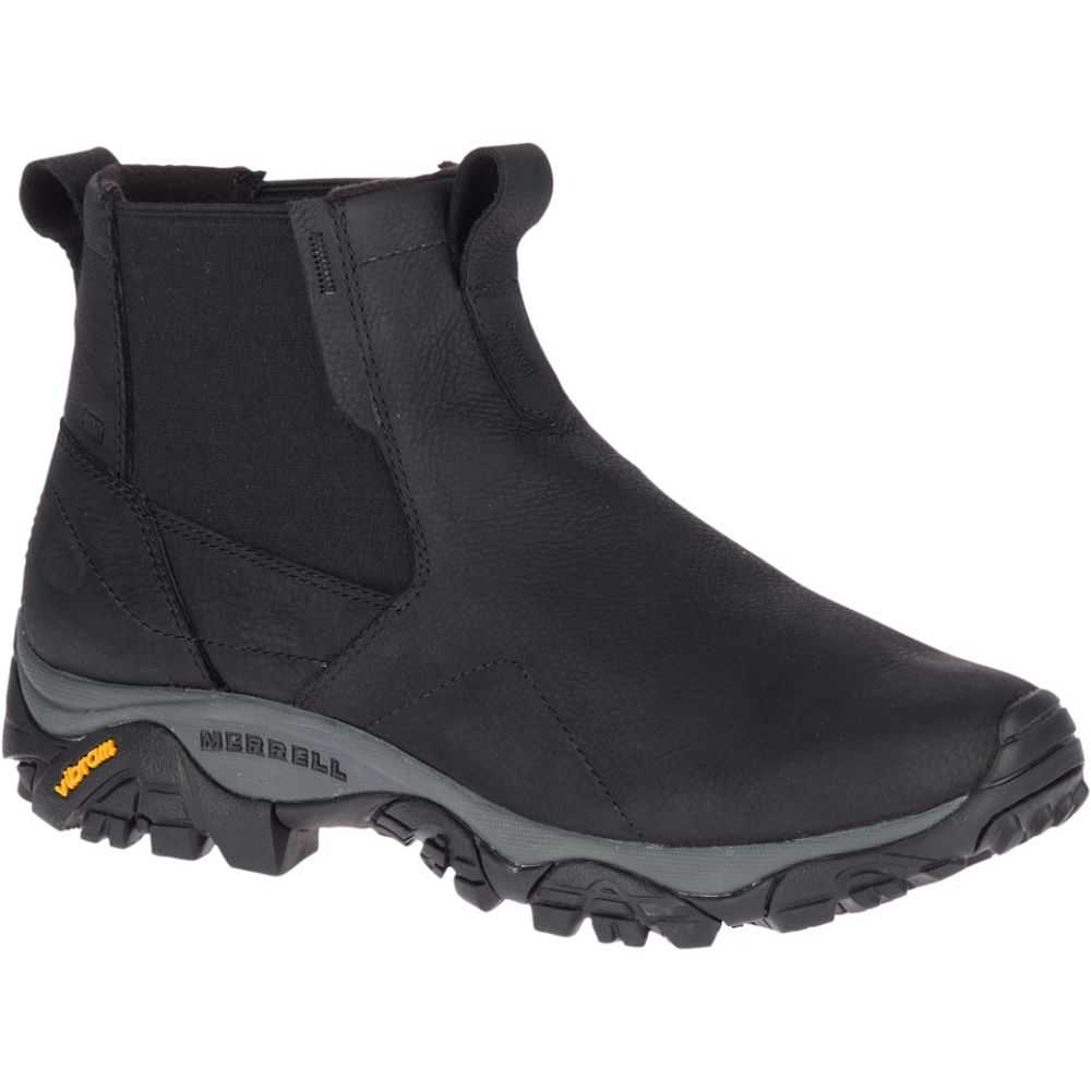 Black Men's Merrell Moab Adventure Chelsea Polar Waterproof Wide Width Winter Boots | Dubai-0482561