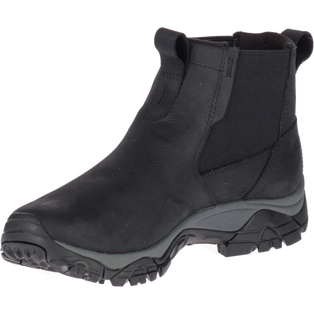 Black Men's Merrell Moab Adventure Chelsea Polar Waterproof Wide Width Winter Boots | Dubai-0482561