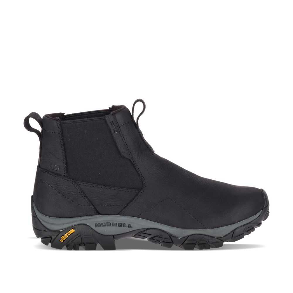 Black Men\'s Merrell Moab Adventure Chelsea Polar Waterproof Wide Width Winter Boots | Dubai-0482561