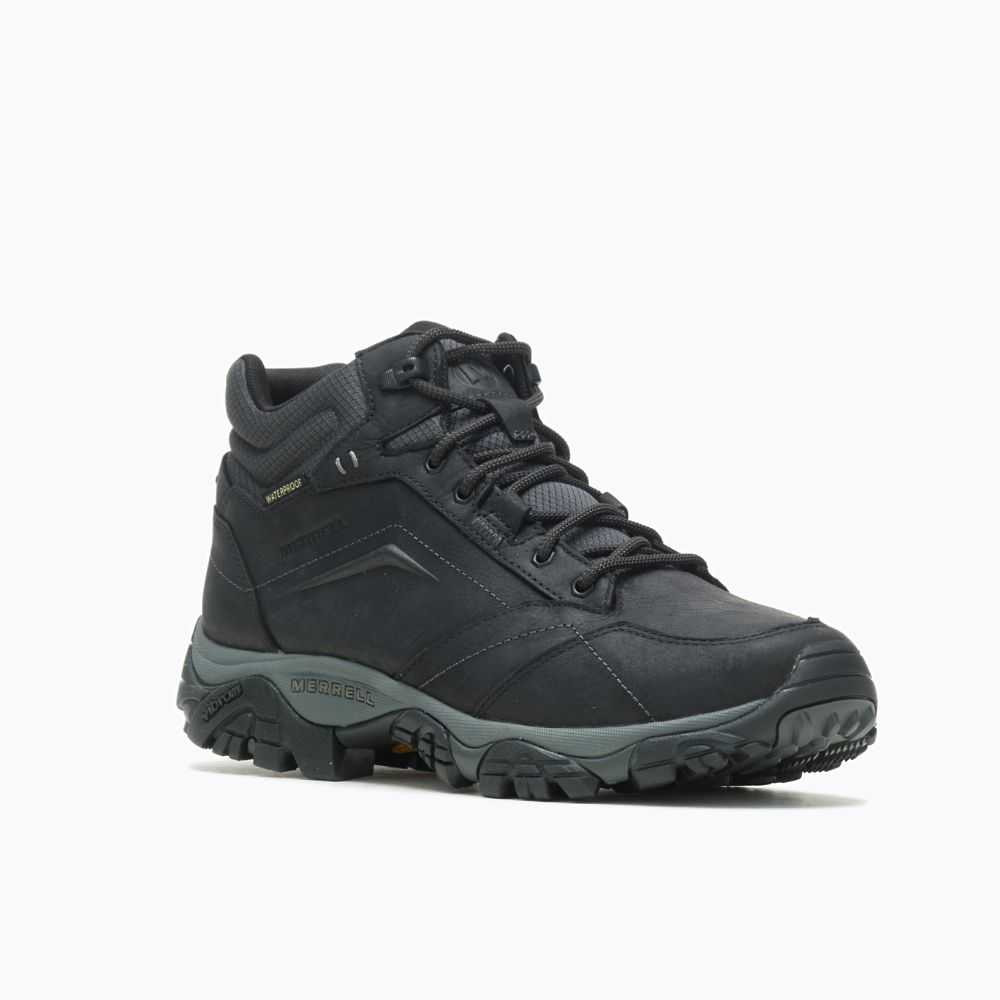 Black Men's Merrell Moab Adventure Mid Waterproof Wide Width Casual Boots | Dubai-2735809