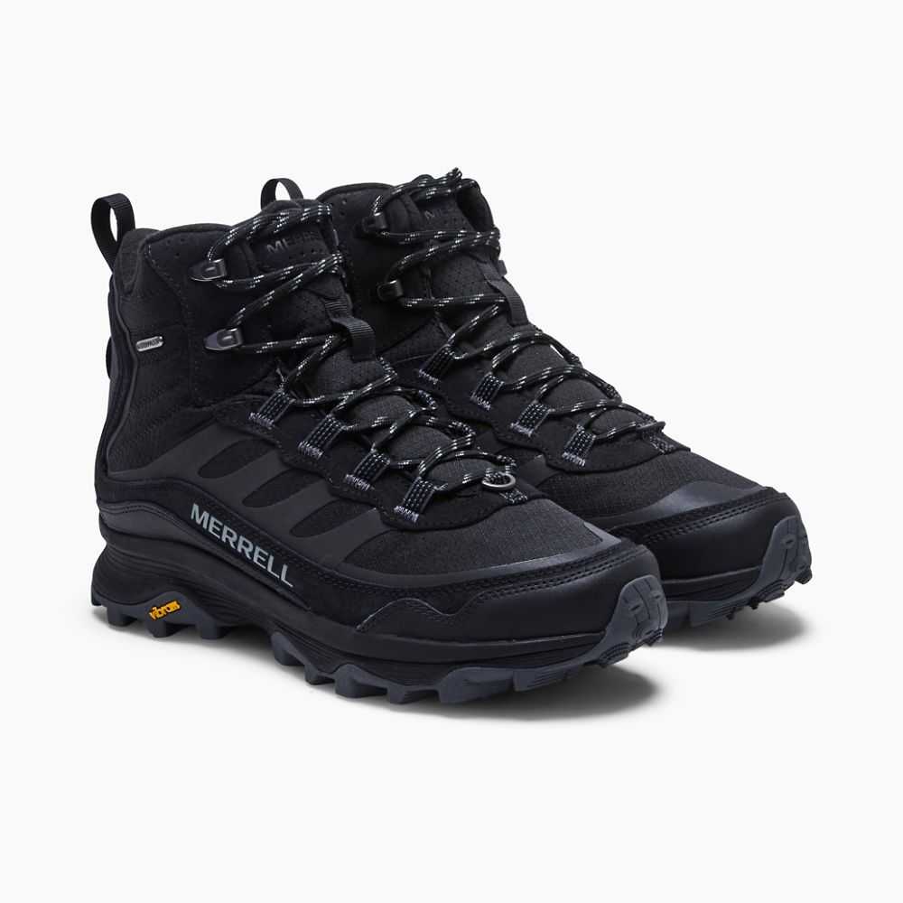 Black Men's Merrell Moab Speed Thermo Mid Waterproof Hiking Boots | Dubai-0542163