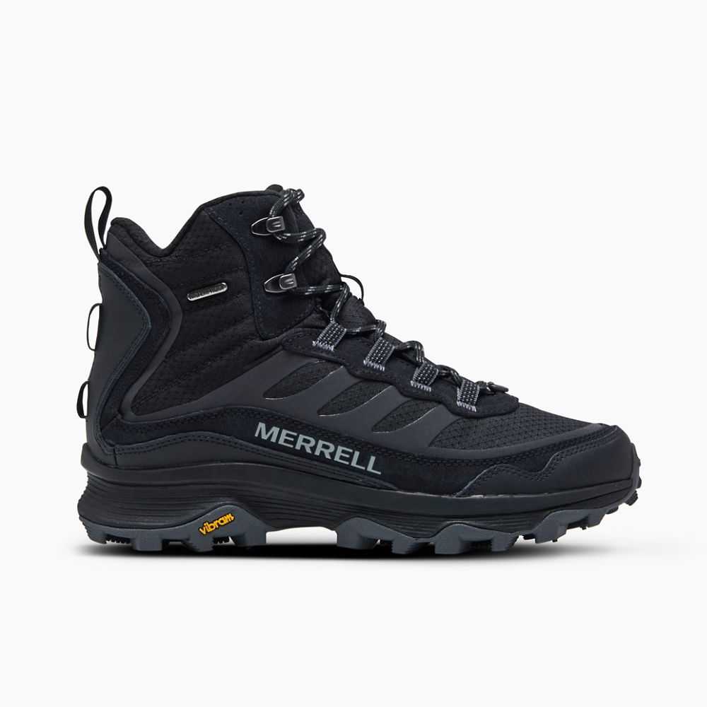 Black Men\'s Merrell Moab Speed Thermo Mid Waterproof Hiking Boots | Dubai-0542163