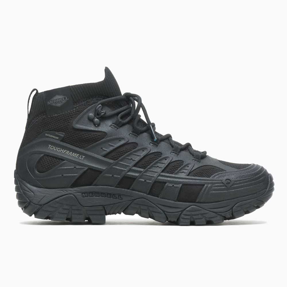 Black Men\'s Merrell Moab Velocity Tactical Mid Waterproof Work Boots | Dubai-0529364