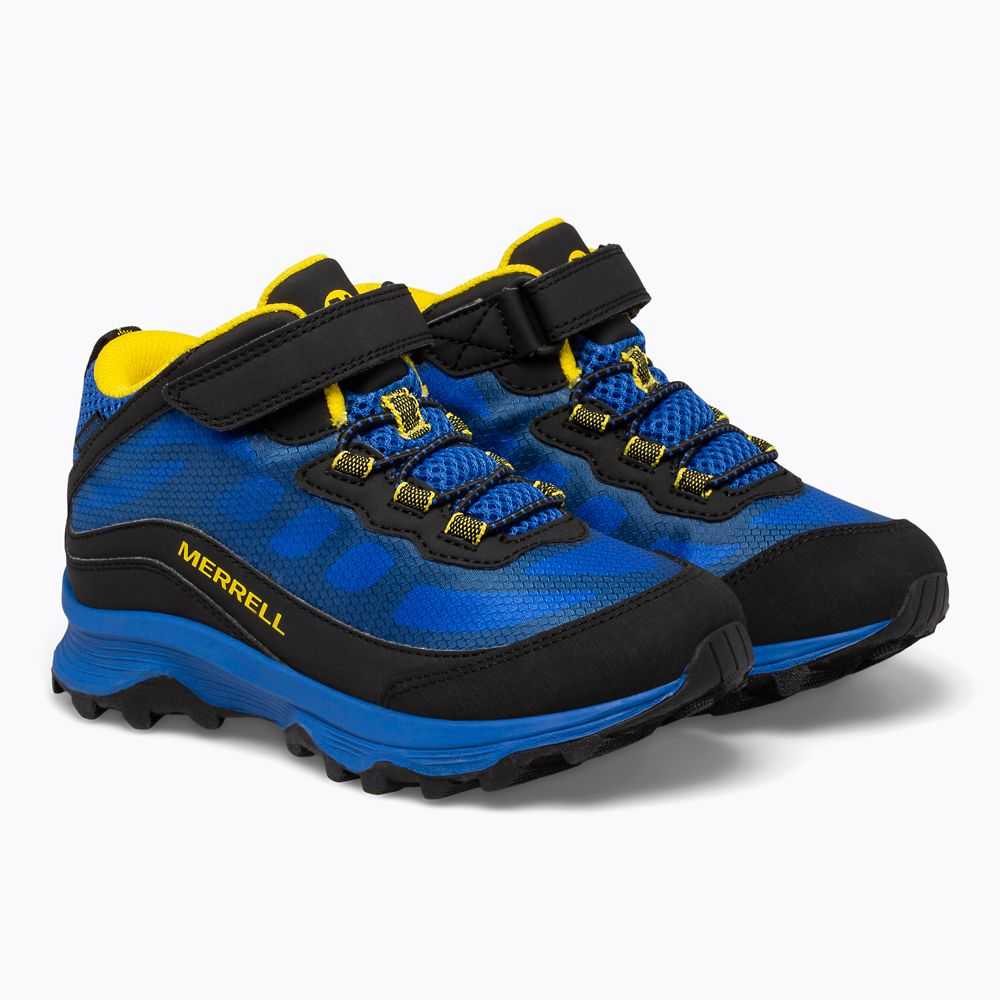 Black/Royal/Yellow Boys' Merrell Moab Speed Mid A/C Waterproof Sneakers | Dubai-5604291