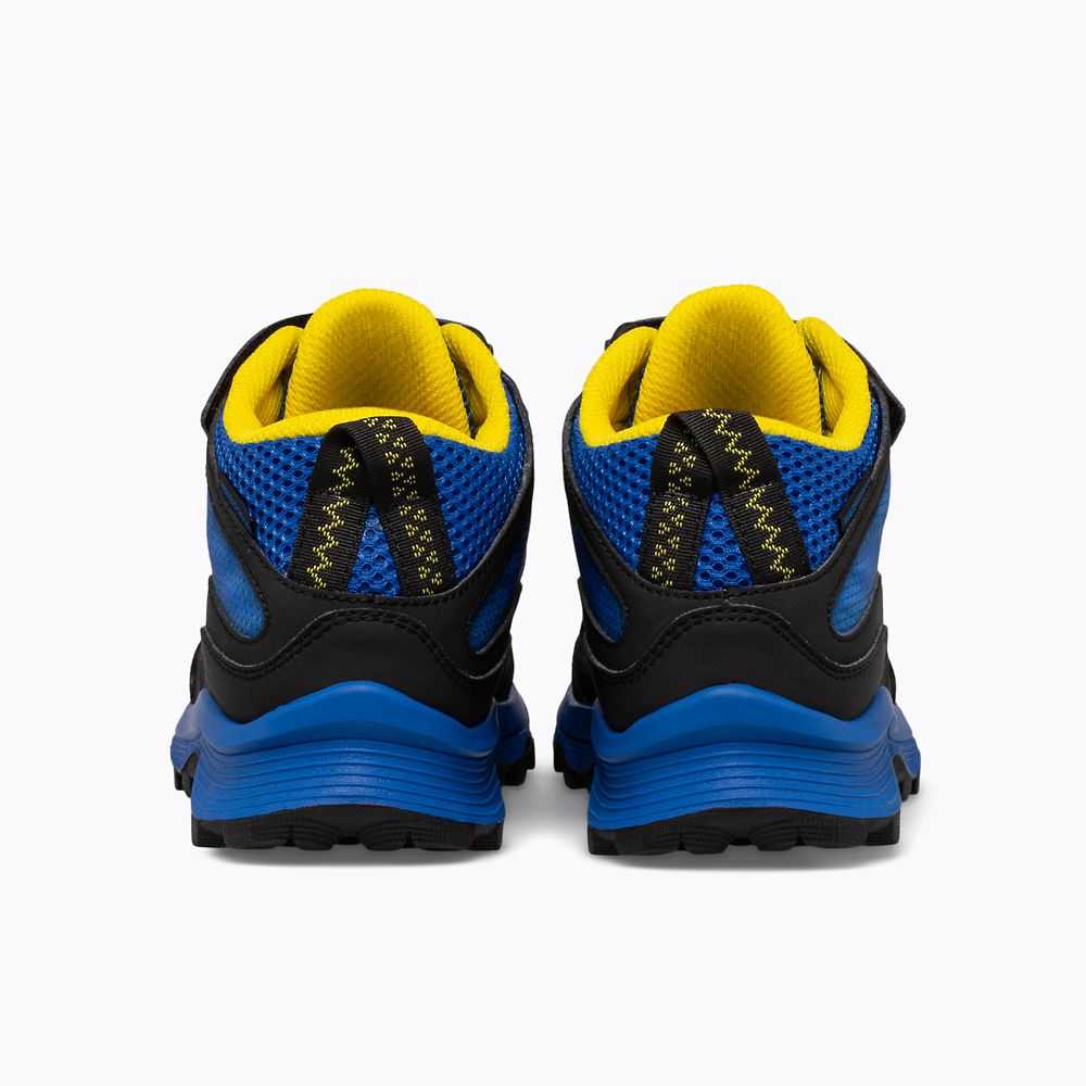 Black/Royal/Yellow Boys' Merrell Moab Speed Mid A/C Waterproof Sneakers | Dubai-5604291