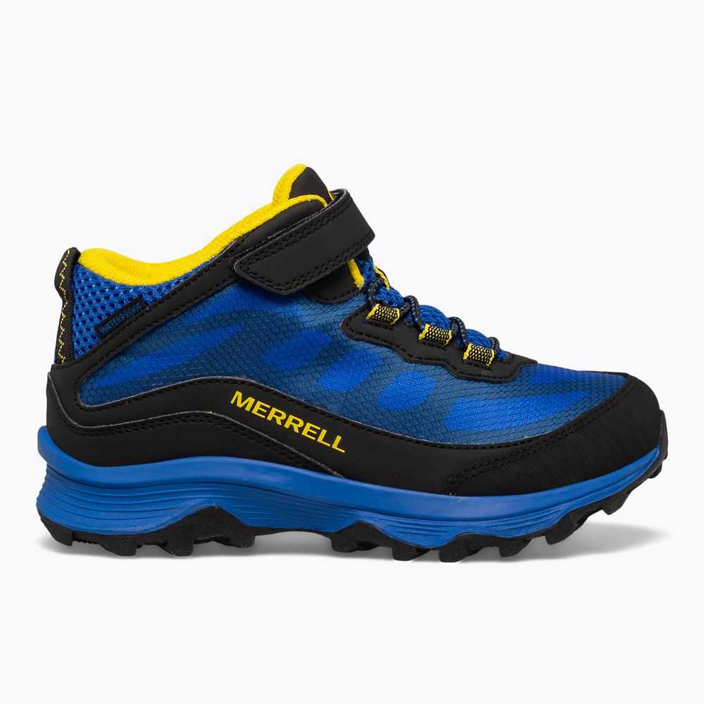 Black/Royal/Yellow Boys\' Merrell Moab Speed Mid A/C Waterproof Sneakers | Dubai-5604291