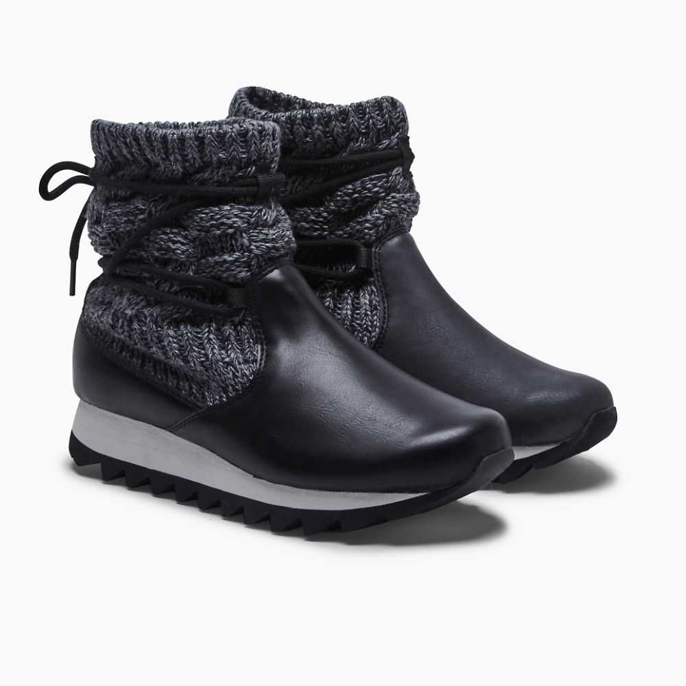 Black Women's Merrell Alpine Pull On Knit Winter Boots | Dubai-4679230