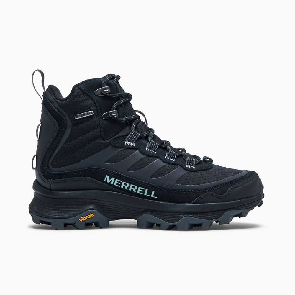 Black Women\'s Merrell Moab Speed Thermo Mid Waterproof Hiking Boots | Dubai-8724931