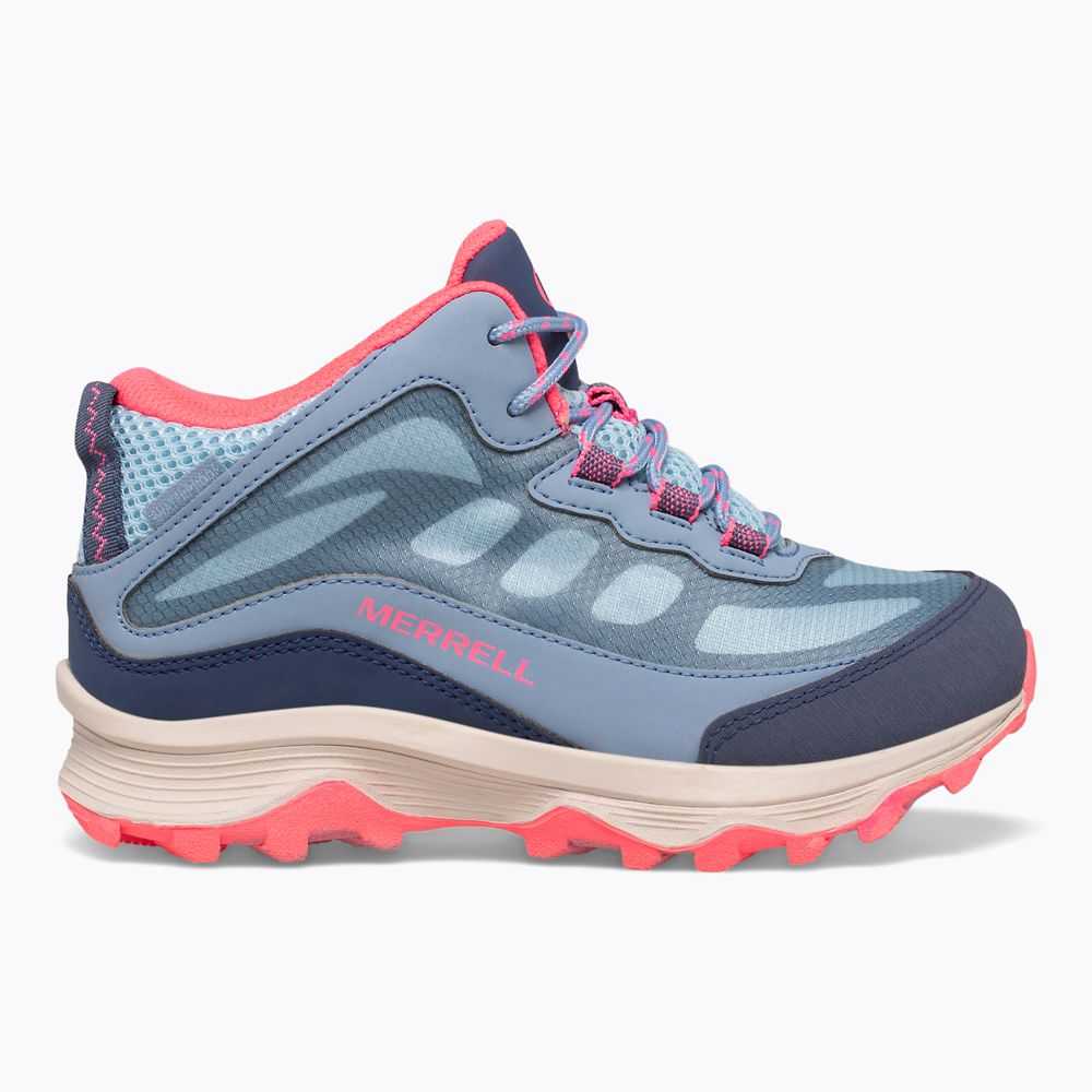 Blue/Coral Girls\' Merrell Moab Speed Mid Waterproof Sneakers | Dubai-0954213