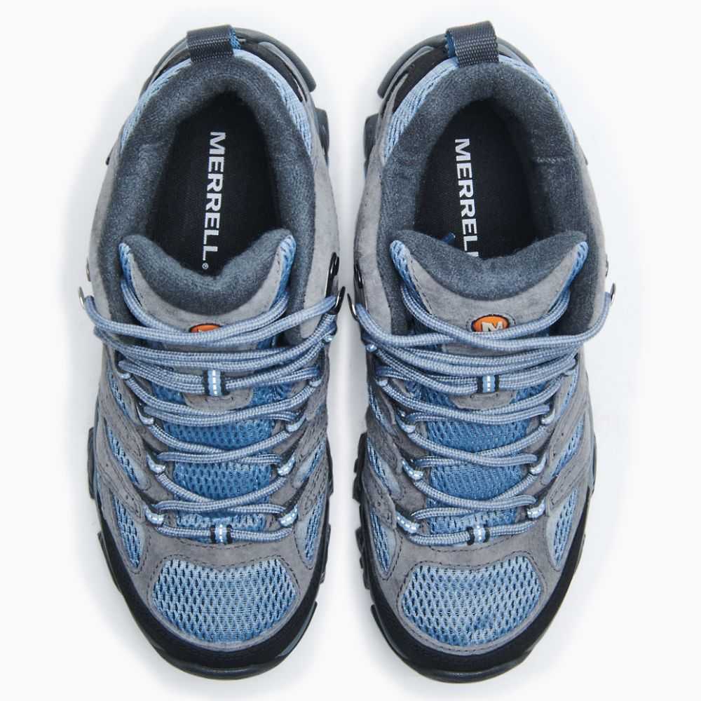 Blue/Grey Women's Merrell Moab 3 Mid Waterproof Hiking Boots | Dubai-4927830