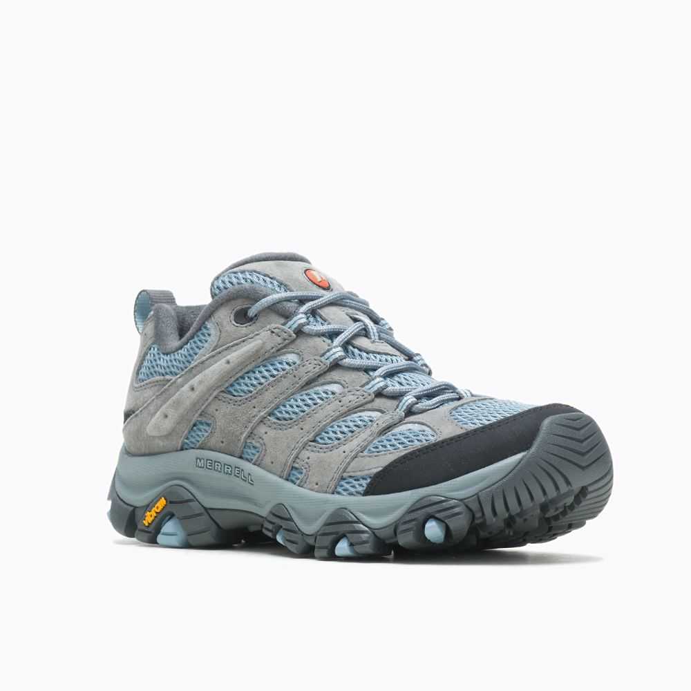 Blue/Grey Women's Merrell Moab 3 Wide Width Hiking Shoes | Dubai-2716493