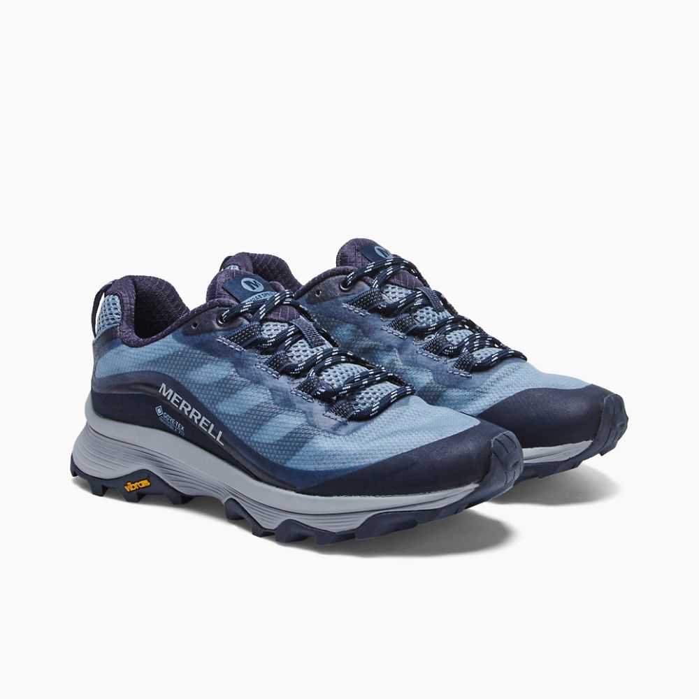 Blue/Grey Women's Merrell Moab Speed GORE-TEX® Walking Shoes | Dubai-5624987