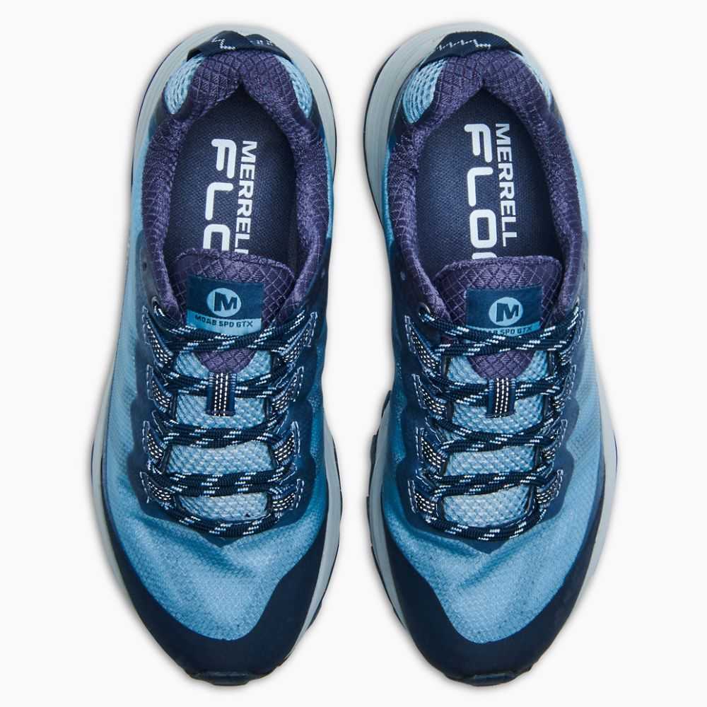 Blue/Grey Women's Merrell Moab Speed GORE-TEX® Walking Shoes | Dubai-5624987