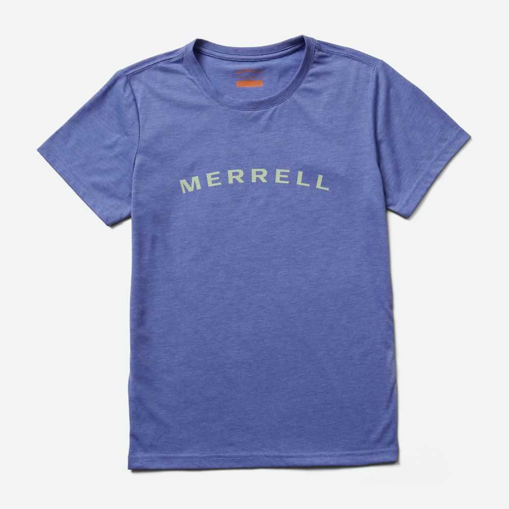 Blue Women\'s Merrell Wordmark T Shirts | Dubai-1293567