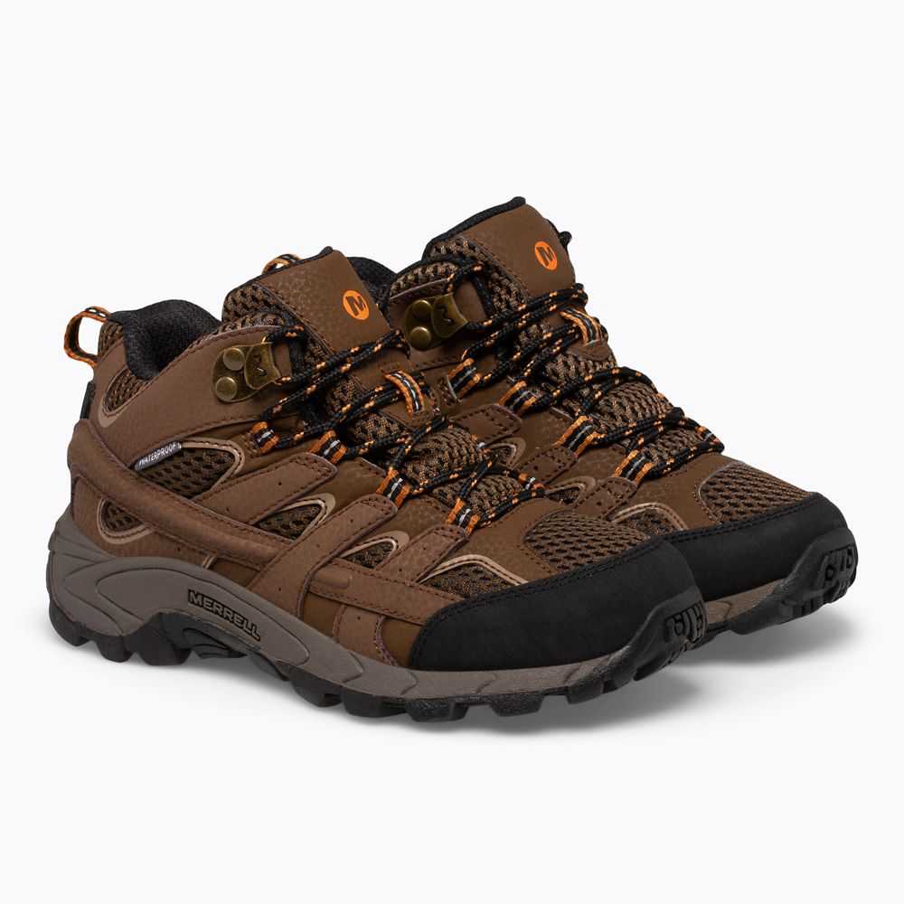 Brown Boys' Merrell Moab 2 Mid Waterproof Hiking Boots | Dubai-0581923