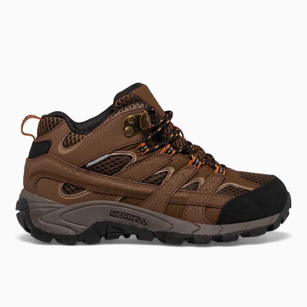 Brown Boys\' Merrell Moab 2 Mid Waterproof Hiking Boots | Dubai-0581923