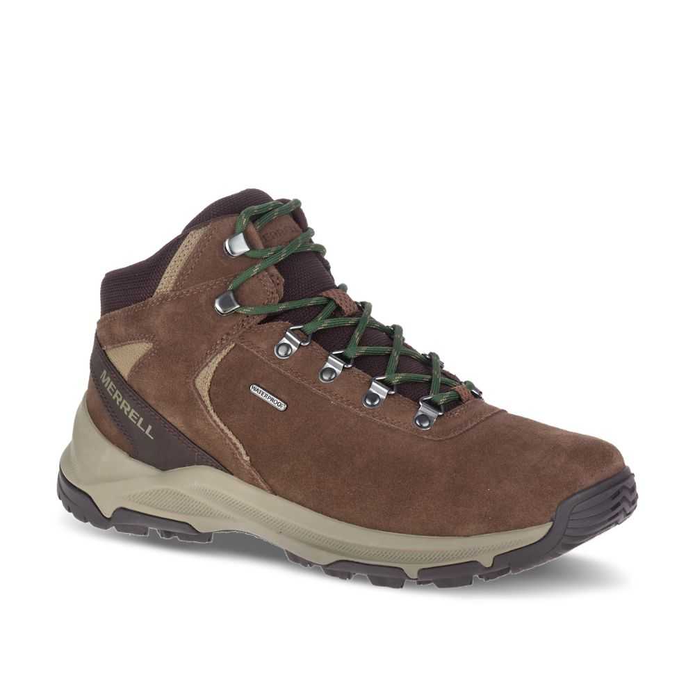 Brown Men's Merrell Erie Mid Waterproof Wide Width Hiking Boots | Dubai-1934278