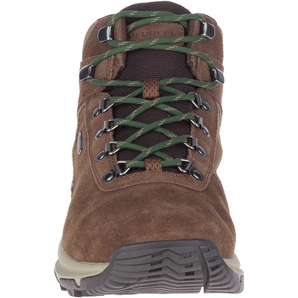 Brown Men's Merrell Erie Mid Waterproof Wide Width Hiking Boots | Dubai-1934278