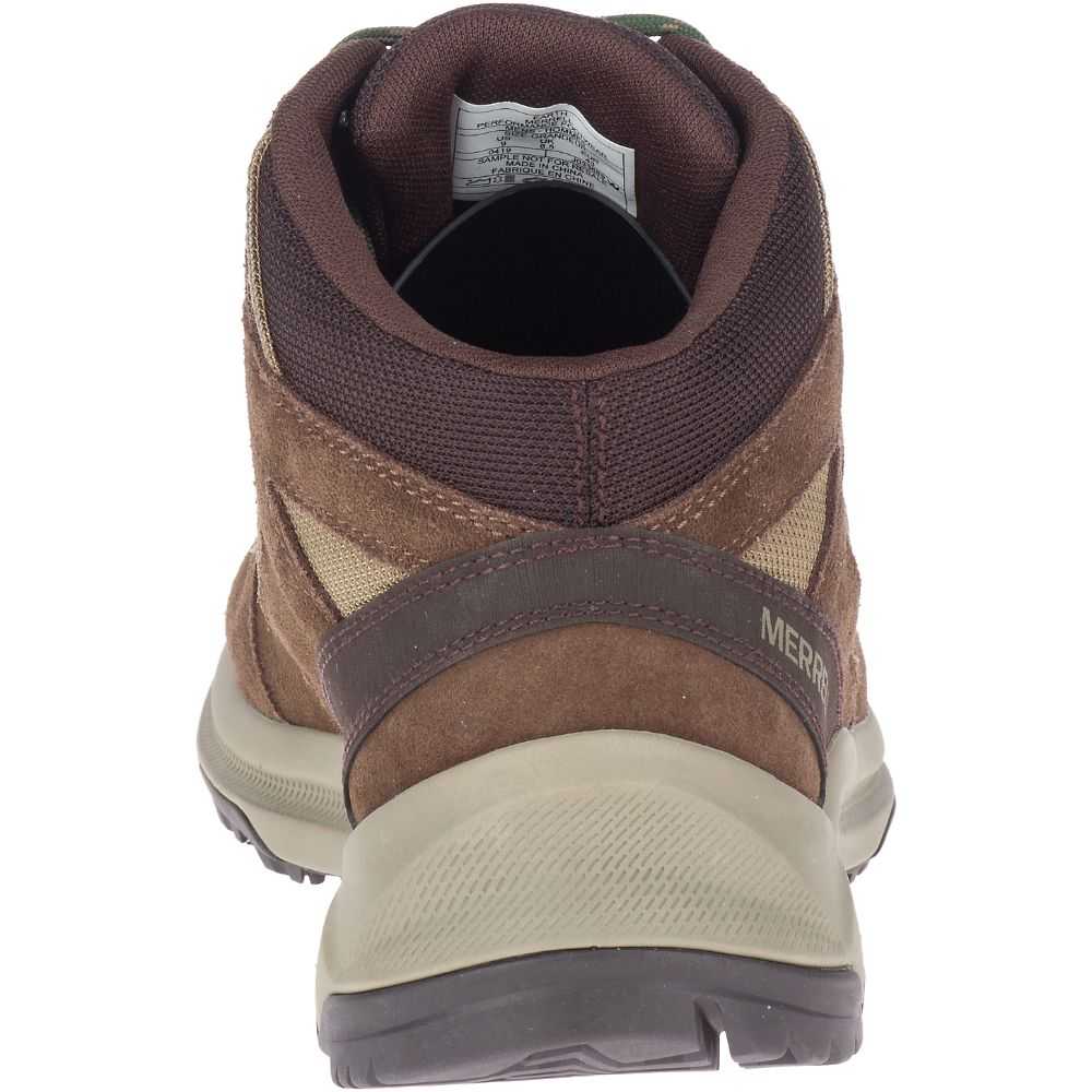 Brown Men's Merrell Erie Mid Waterproof Wide Width Hiking Boots | Dubai-1934278