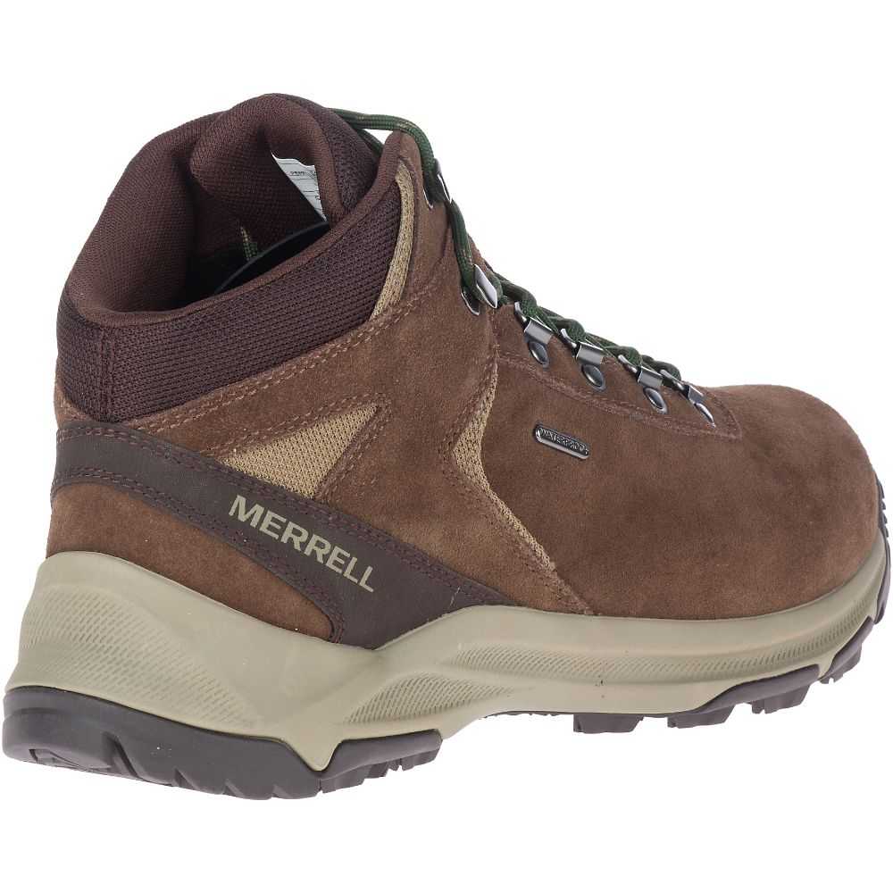 Brown Men's Merrell Erie Mid Waterproof Wide Width Hiking Boots | Dubai-1934278