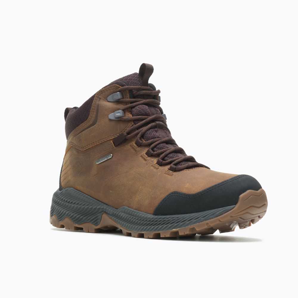 Brown Men's Merrell Forestbound Mid Waterproof Hiking Boots | Dubai-0591683