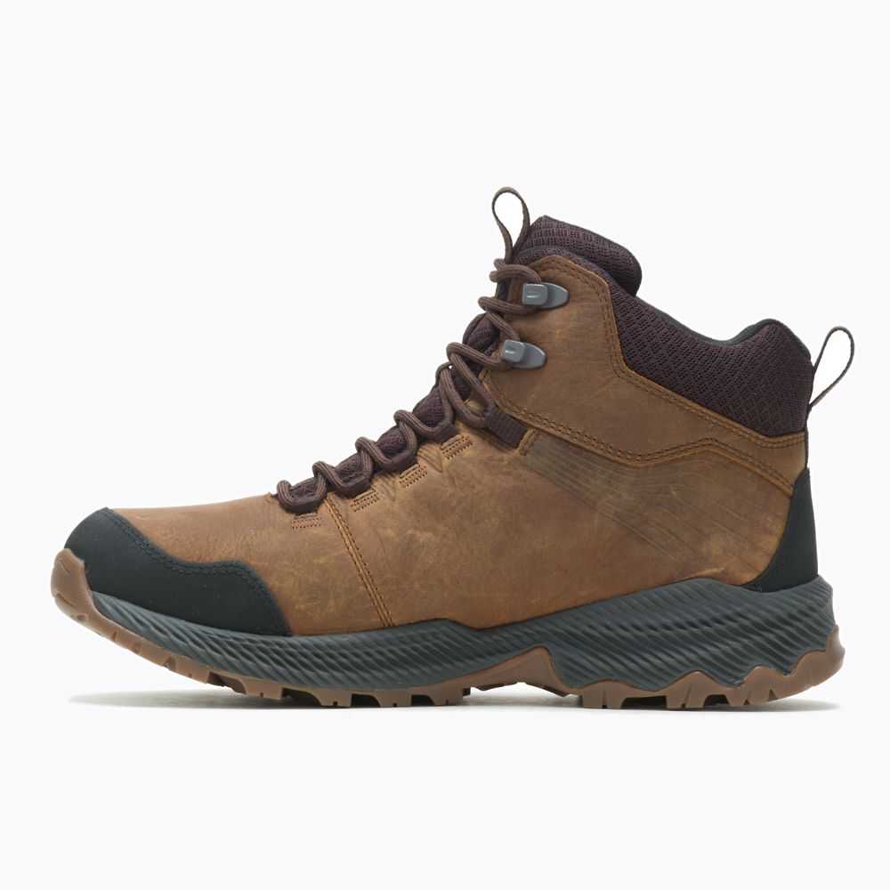 Brown Men's Merrell Forestbound Mid Waterproof Hiking Boots | Dubai-0591683