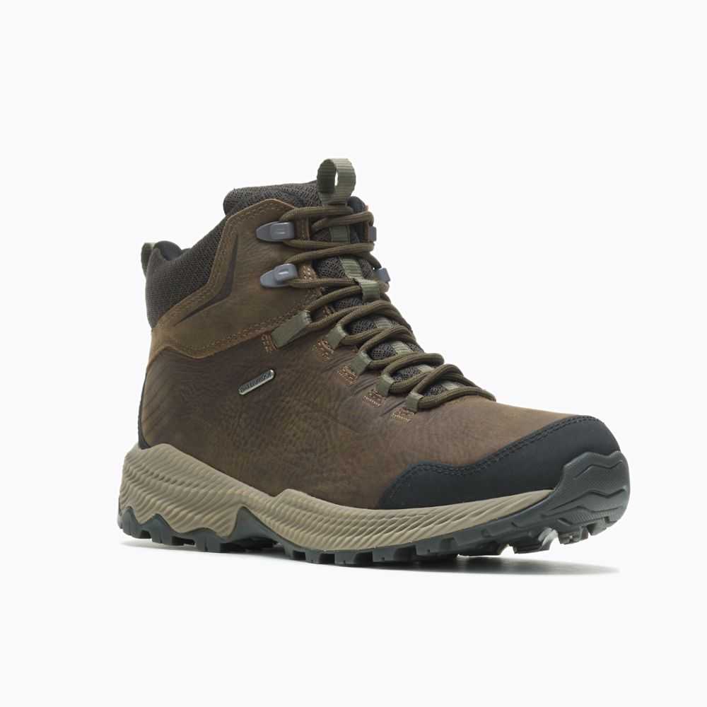 Brown Men's Merrell Forestbound Mid Waterproof Hiking Boots | Dubai-5178694