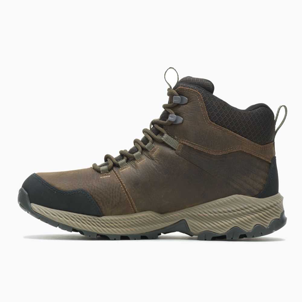 Brown Men's Merrell Forestbound Mid Waterproof Hiking Boots | Dubai-5178694