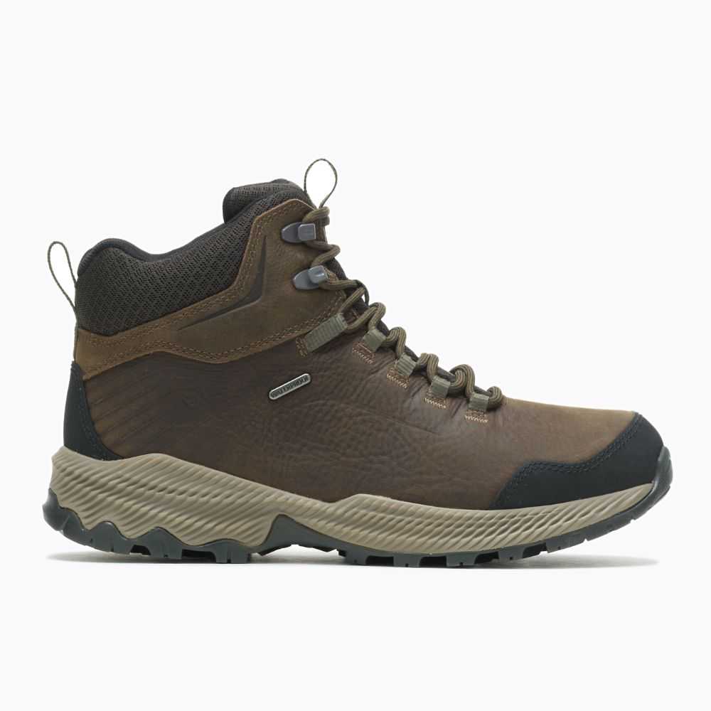 Brown Men\'s Merrell Forestbound Mid Waterproof Hiking Boots | Dubai-5178694