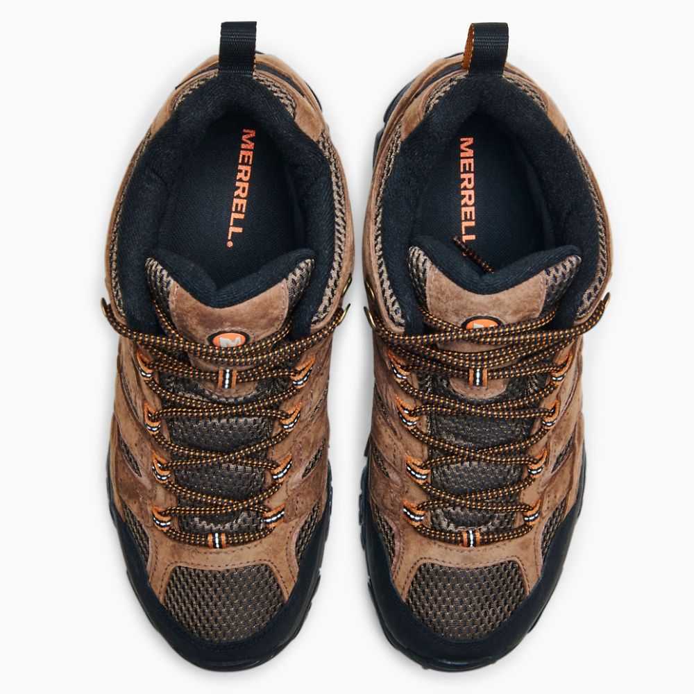 Brown Men's Merrell Moab 2 Mid Waterproof Wide Width Hiking Boots | Dubai-1728364