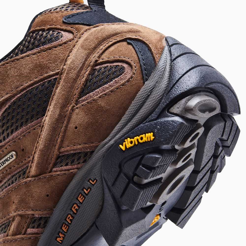 Brown Men's Merrell Moab 2 Mid Waterproof Wide Width Hiking Boots | Dubai-1728364