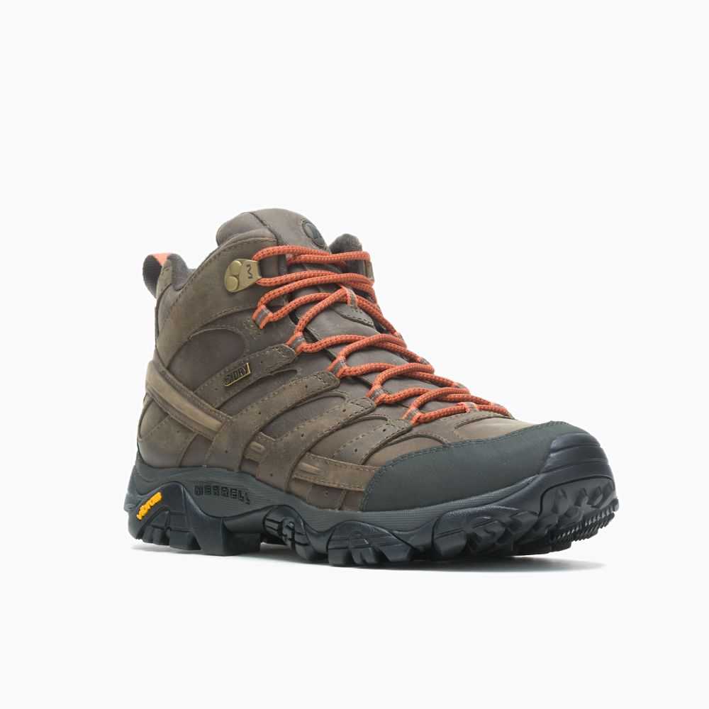 Brown Men's Merrell Moab 2 Prime Mid Waterproof Wide Width Hiking Boots | Dubai-2438750