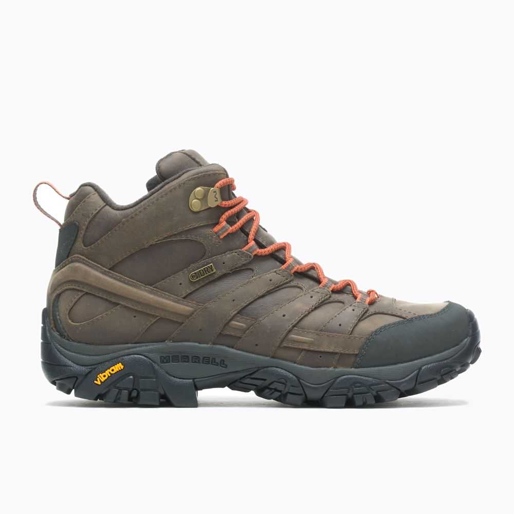 Brown Men\'s Merrell Moab 2 Prime Mid Waterproof Wide Width Hiking Boots | Dubai-2438750