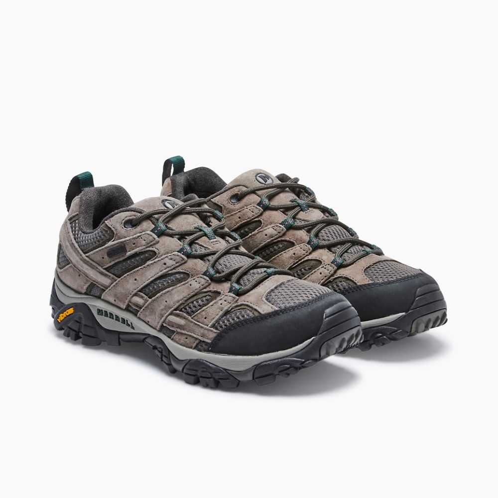 Brown Men's Merrell Moab 2 Waterproof Wide Width Hiking Shoes | Dubai-8367429