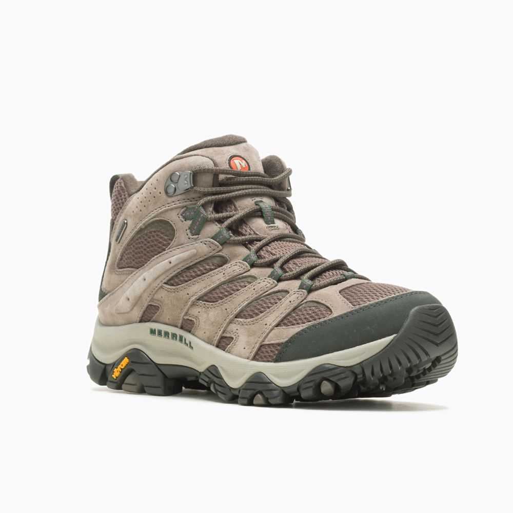 Brown Men's Merrell Moab 3 Mid Waterproof Wide Width Hiking Boots | Dubai-1279834