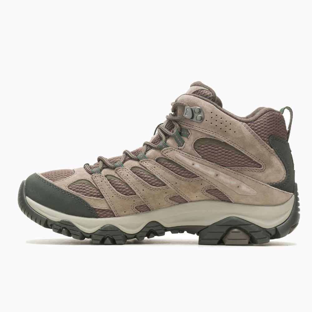 Brown Men's Merrell Moab 3 Mid Waterproof Wide Width Hiking Boots | Dubai-1279834