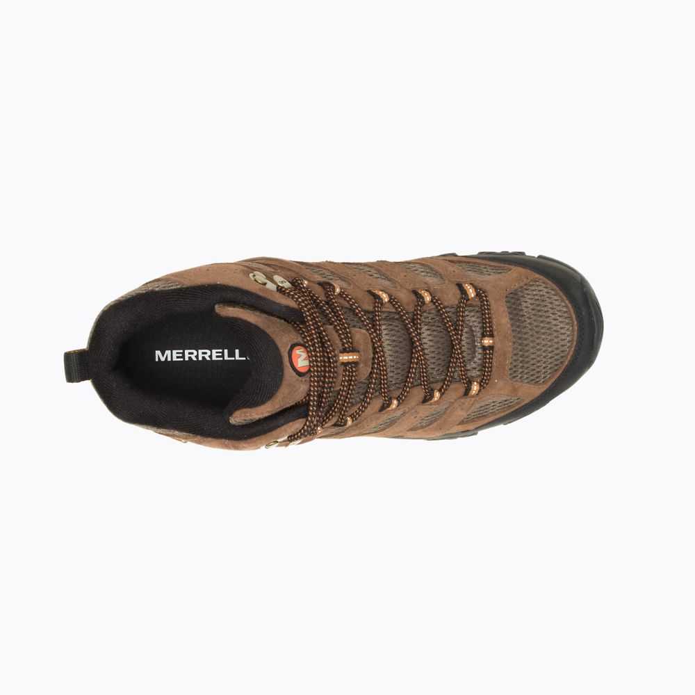 Brown Men's Merrell Moab 3 Mid Waterproof Wide Width Hiking Boots | Dubai-5438172