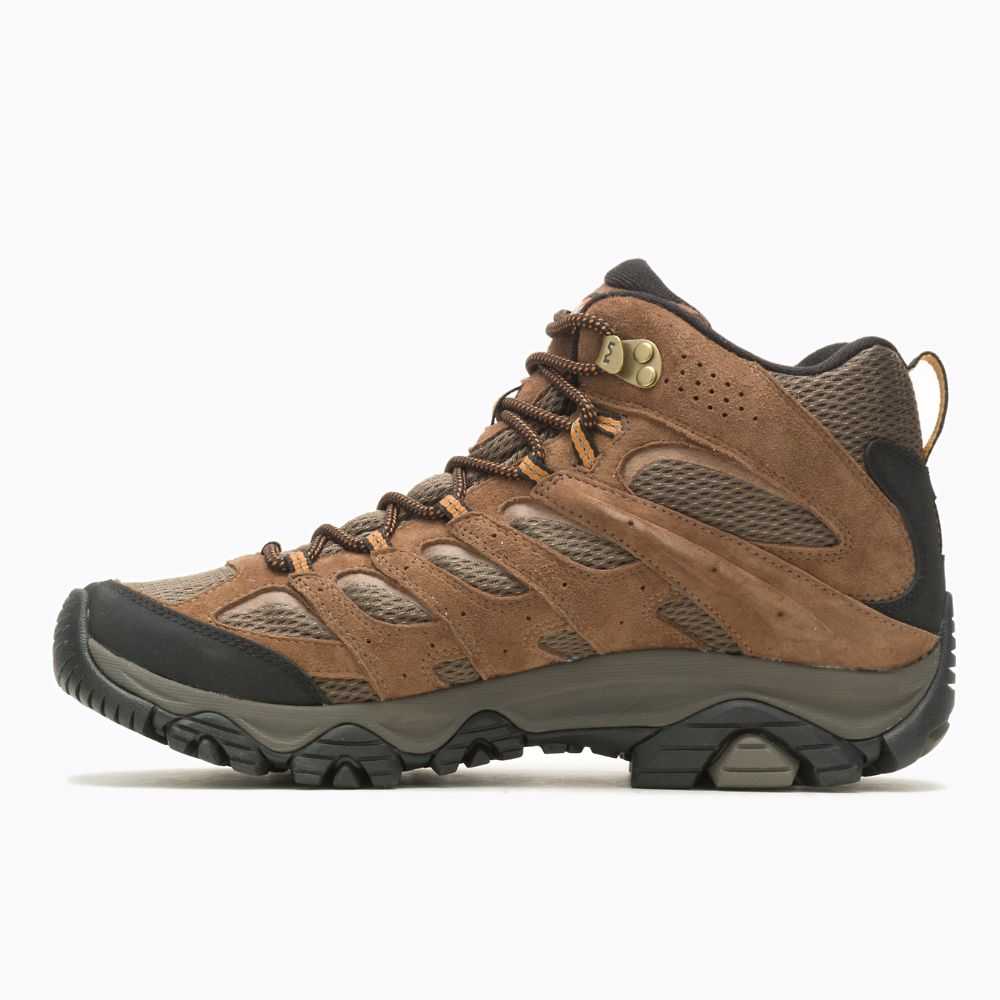 Brown Men's Merrell Moab 3 Mid Waterproof Wide Width Hiking Boots | Dubai-5438172