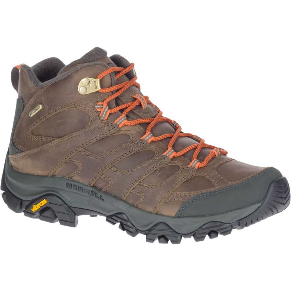 Brown Men's Merrell Moab 3 Prime Mid Waterproof Wide Width Hiking Boots | Dubai-0796425